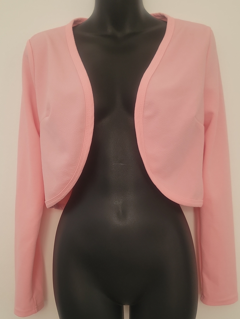 Women's Pink Cropped Open-Front Jacket
